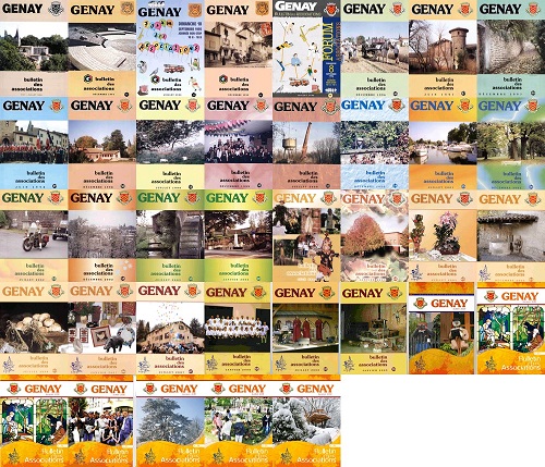 Collage des couvertures des bulletins des associations de Genay